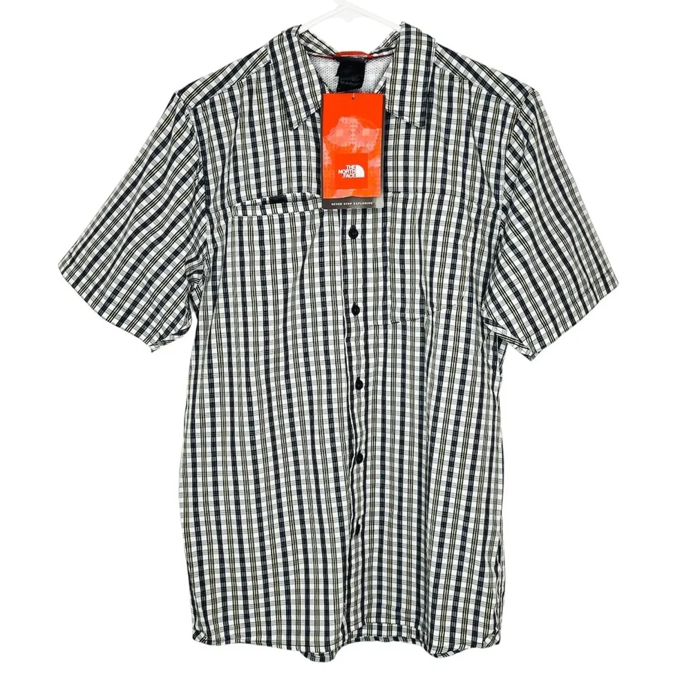 NWT The North Face Short Sleeve Curbar Woven Shirt in Citronelle Green Plaid